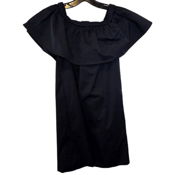 Ann Mashburn Navy Dress off skillet ruffle pockets xs - Picture 3 of 6